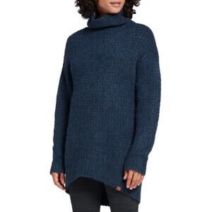 Alpine Design Midnight Sun Long Funnel Neck Sweater Teal Blue XL